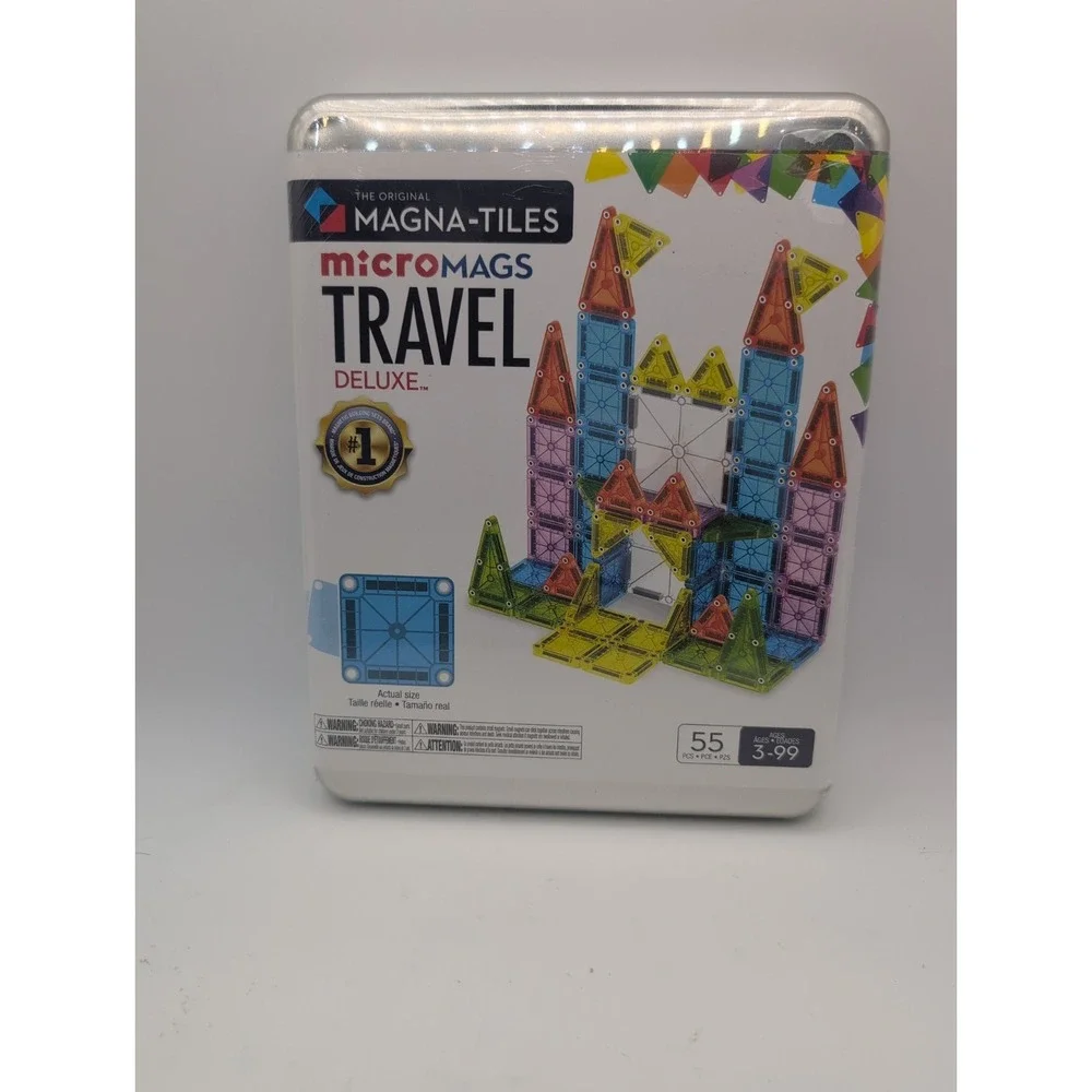 MAGNA-TILES microMAGS Travel Deluxe 55 Piece Magnetic Building Set New